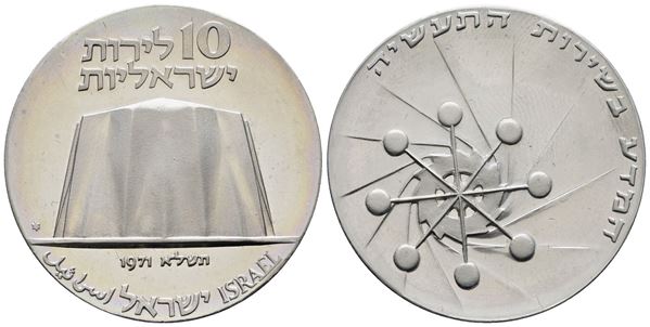 ISRAELE. 10 lirot 1971. KM 58; Ag; 26gr