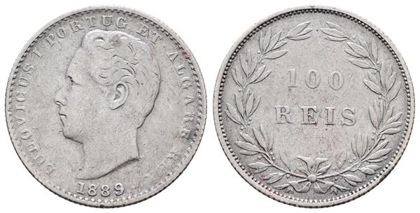 PORTOGALLO. Luigi I (1863-1889). 100 reis 1889. KM 510; Ag; 2,5gr