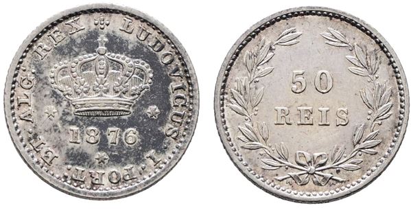 PORTOGALLO. Luigi I (1863-1889). 50 reis 1876. KM 506; Ag; 1,25gr