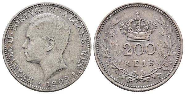 PORTOGALLO. Emanuele II (1908-1910). 200 reis 1909. KM 549; Ag; 5gr