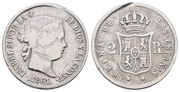 SPAGNA. Isabella II (1833-1868). 2 reales 1861. KM 607; Ag; 2,6gr