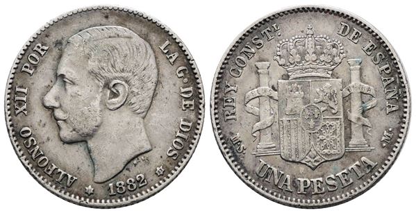 SPAGNA. Alfonso XII (1874-1885). 1 peseta 1882. KM 686; Ag; 5gr
