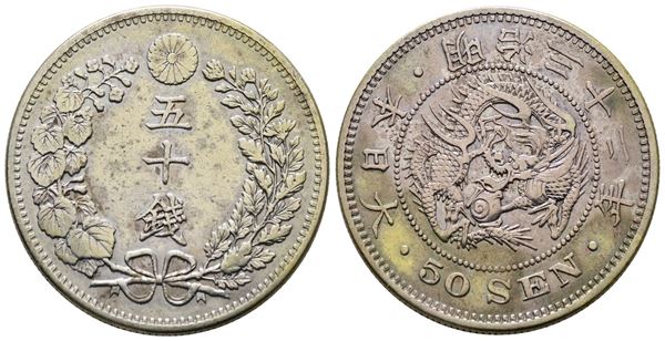 GIAPPONE. Mutsuhito (1867-1912). 50 sen 1899. Y 25; Ag; 13,41gr