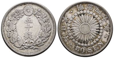 Giappone. Mutsuhito (1867-1912). 50 Sen 1907. Y 31; Ag; 10,05gr