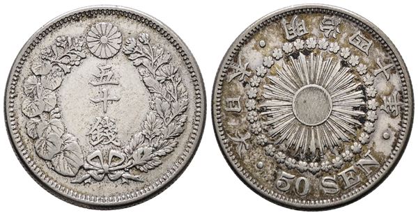 GIAPPONE. Mutsuhito (1867-1912). 50 sen 1907. Y 31; Ag; 10,05gr