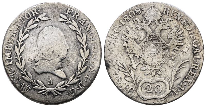AUSTRIA. Francesco II (1792-1835). 20 kreuzer 1806 A (Vienna). KM 2140; Ag; 6,70gr.