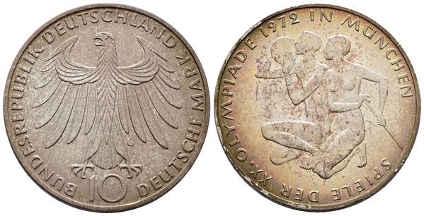 GERMANIA. 10 marchi 1972 "olimpiade di Monaco" E. KM 132; Ag; 15,5gr