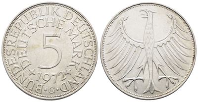 Germania. 5 Marchi 1972 G. Km 112; Ag; 11,2gr