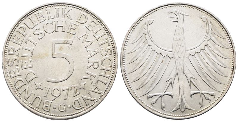 Germania. 5 Marchi 1972 G. Km 112; Ag; 11,2gr