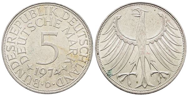 GERMANIA. 5 marchi 1974 D. KM 112; Ag; 11,2gr