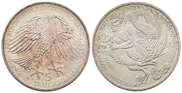 GERMANIA. 5 marchi 1976 D. KM 144; Ag; 11,2gr