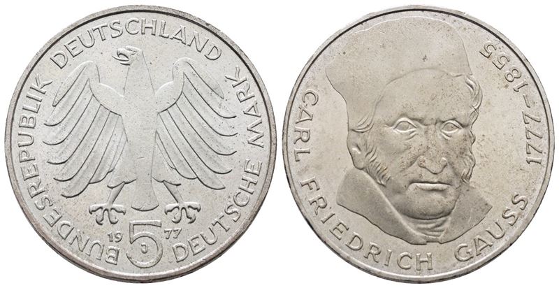 GERMANIA. 5 marchi 1977 J. KM 145; Ag; 11,2gr FDC