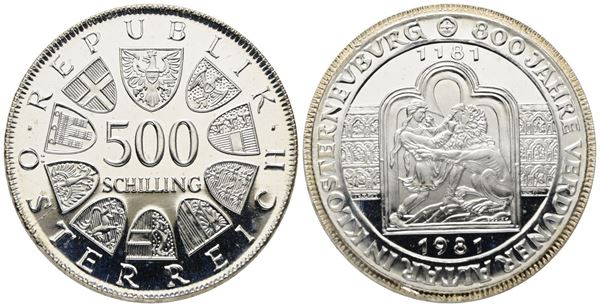 AUSTRIA. 500 scellini 1981 "Altare Verduner". KM 2951; Ag; 24gr