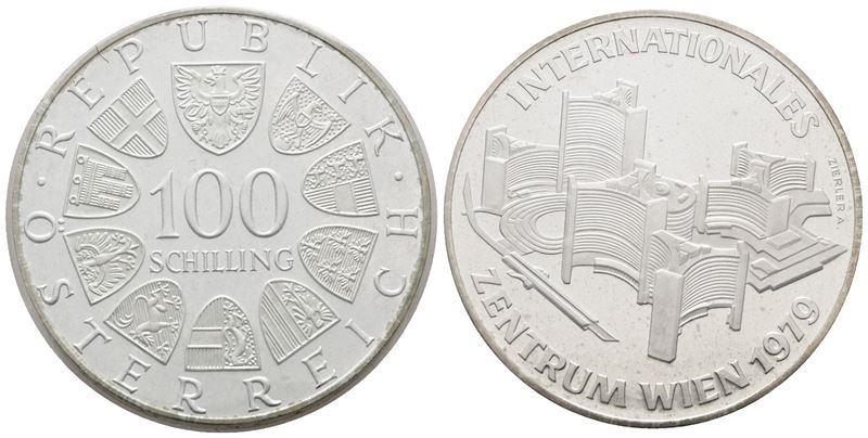 AUSTRIA. 100 scellini 1979 "Ufficio delle Nazioni Unite a Vienna". KM 2944; Ag; 24gr