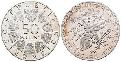 Austria. 50 Scellini 1974 "esposizione Internazionale Fioricoltura a Vienna". Km 2919; Ag; 20gr.