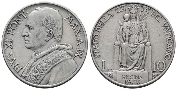VATICANO. Pio XI (1929-1938). 10 lire 1930. Gig. 12; Ag; 10gr