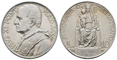 Vaticano. Pio XI (1929-1938). 10 Lire 1931. Gig. 13; Ag; 10gr