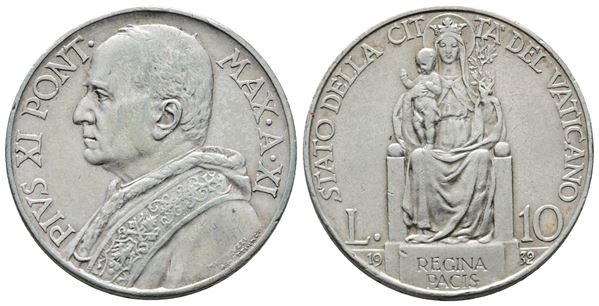 VATICANO. Pio XI (1929-1938). 10 lire 1932. Gig. 14; Ag; 10gr