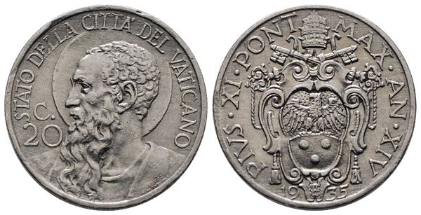 VATICANO. Pio XI (1929-1938). 20 centesimi 1935. Gig. 82; Ni; 4gr. RR