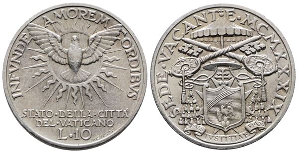 VATICANO. Sede Vacante (1939). 10 lire 1939. Gig. 94; Ag; 10gr.