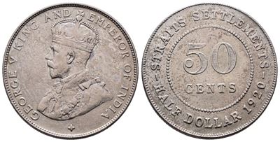 Giorgio V, 50 centesimi 1920, Straits Settlements