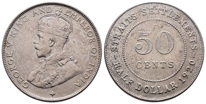 Giorgio V, 50 centesimi 1920, Straits Settlements
