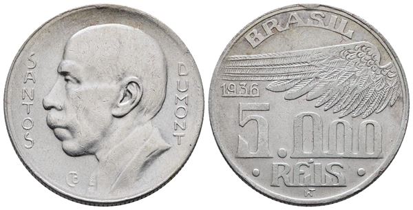 BRASILE. 5000 reis 1936. KM 543; Ag; 10gr