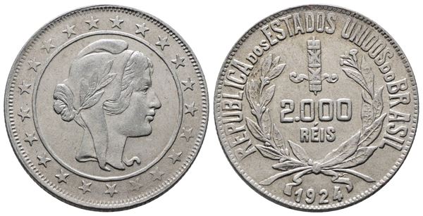 BRASILE. 2000 reis 1924. KM 526; Ag; 8gr