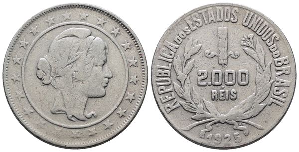 BRASILE. 2000 reis 1925. KM 526; Ag; 8gr