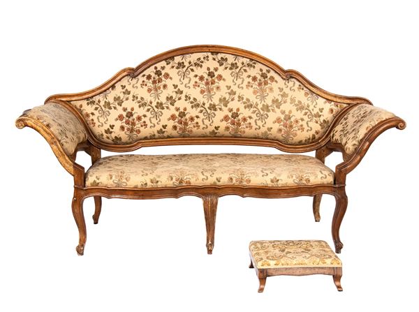 italian Louis XV sofa with matching footstool