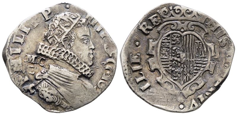 Napoli. Regno di Napoli. Filippo IV di Spagna (1621-1665). Tarì 20 Grana 1622 MC/C, Sigla T Conia...
