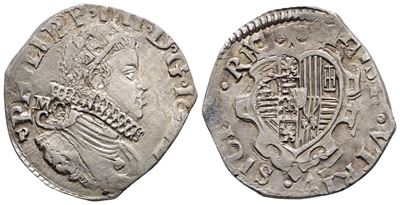 Napoli. Regno di Napoli. Filippo IV di Spagna (1621-1665). Tarì 20 Grana 1622 MC/C, Sigla P Conia...
