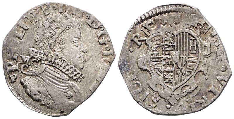 Napoli. Regno di Napoli. Filippo IV di Spagna (1621-1665). Tarì 20 Grana 1622 MC/C, Sigla P Conia...