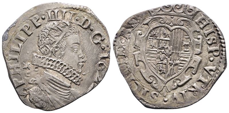 Napoli. Regno di Napoli. Filippo IV di Spagna (1621-1665). Tarì 20 Grana 1622 MC/C, Sigla 5 Conia...