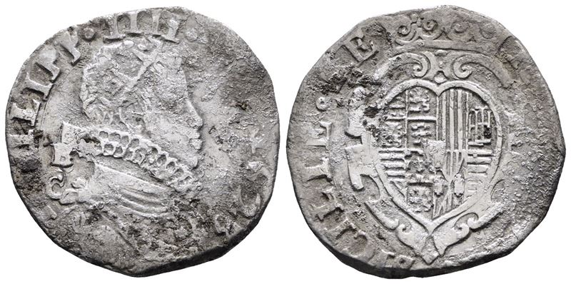 Napoli. Regno di Napoli. Filippo IV di Spagna (1621-1665). Tarì 20 Grana 1623 b/C. L Come Simbolo...