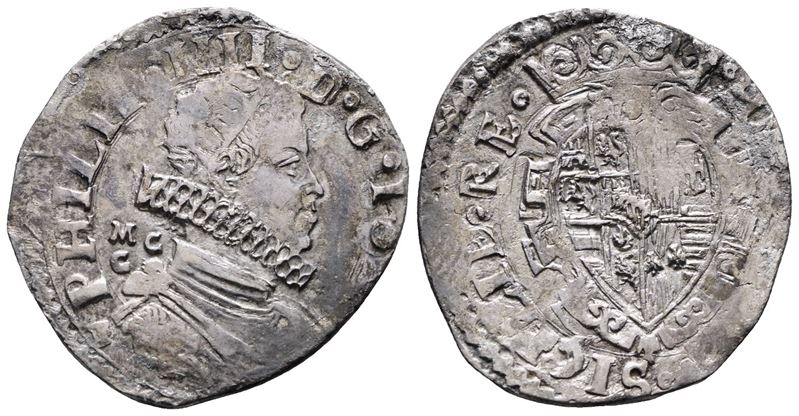 Napoli. Regno di Napoli. Filippo IV di Spagna (1621-1665). Tarì 20 Grana 1622 MC/C, Sigla F Conia...