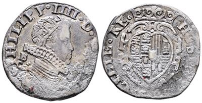 Napoli. Regno di Napoli. Filippo IV di Spagna (1621-1665). Tarì 20 Grana 1623 b/C, Losanga Come S...