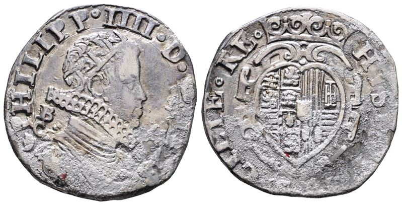 Napoli. Regno di Napoli. Filippo IV di Spagna (1621-1665). Tarì 20 Grana 1623 b/C, Losanga Come S...