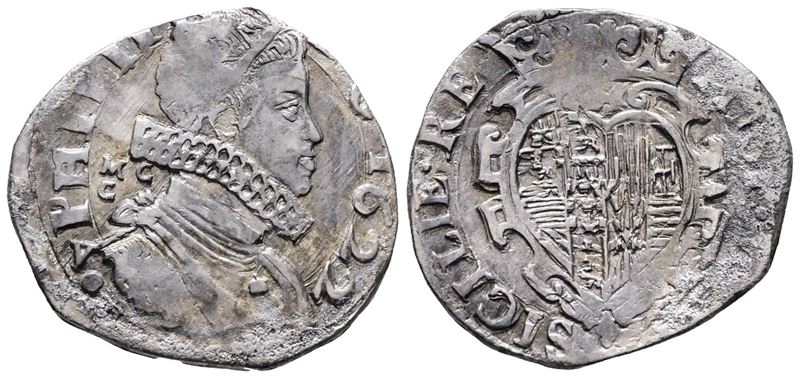 Napoli. Regno di Napoli. Filippo IV di Spagna (1621-1665). Tarì 20 Grana 1622 MC/C, Sigla V. Coni...