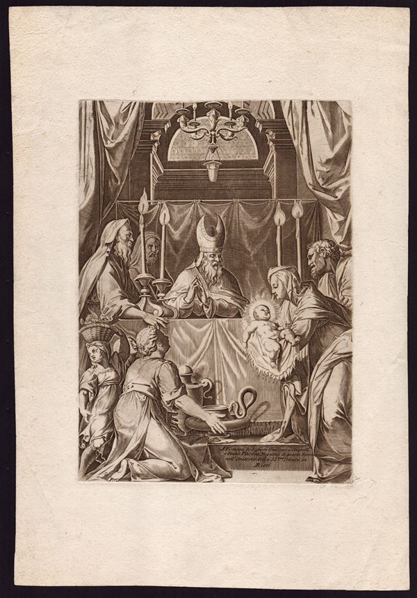 Cornelis   Cort - La Presentazione al Tempio da  Federico Zuccaro
