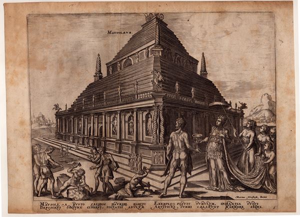 Philip Galle - Mausoleo di Alicarnasso, da Maarten van Heemskerck