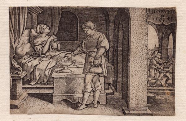 Georg Pencz - Tobias brucia il cuore e il fegato del pesce prima delle sue nozze