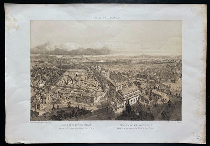 Palais et Jardins du Vatican. Vue générale prise de la Coupole de St. Pierre