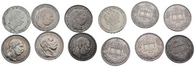 Austria. Francesco Giuseppe (1848-1916). Lotto di 6 Monete. 1 Corona 1892, 1894, 1895, 1912, 1914...