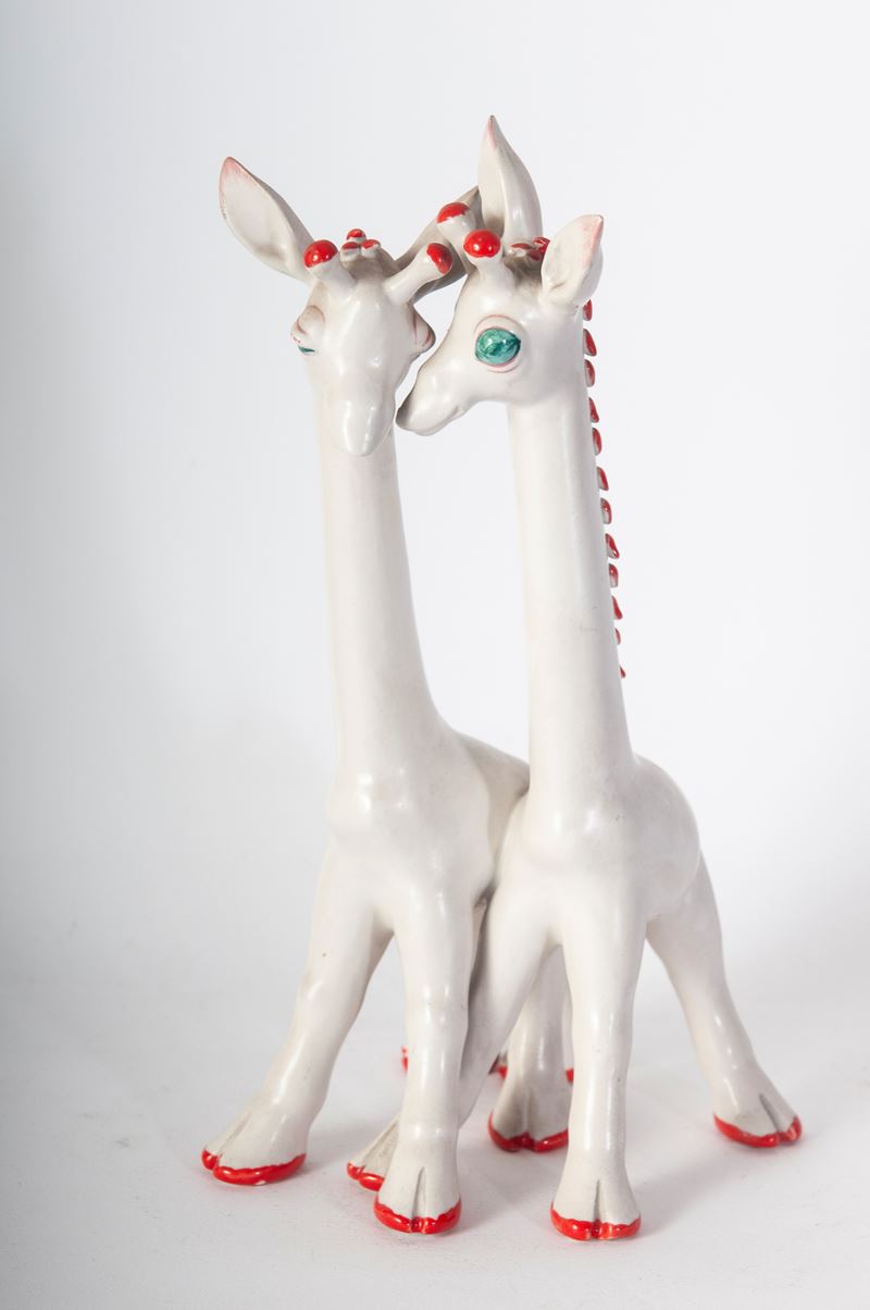 Coppia di giraffe, scultura a tutto tondo