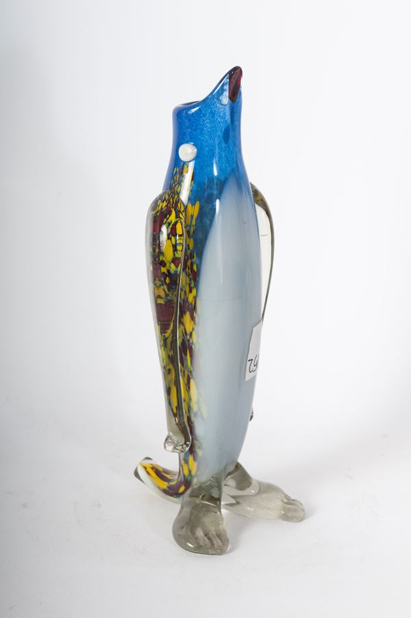 Pinguino, scultura in vetro policromo