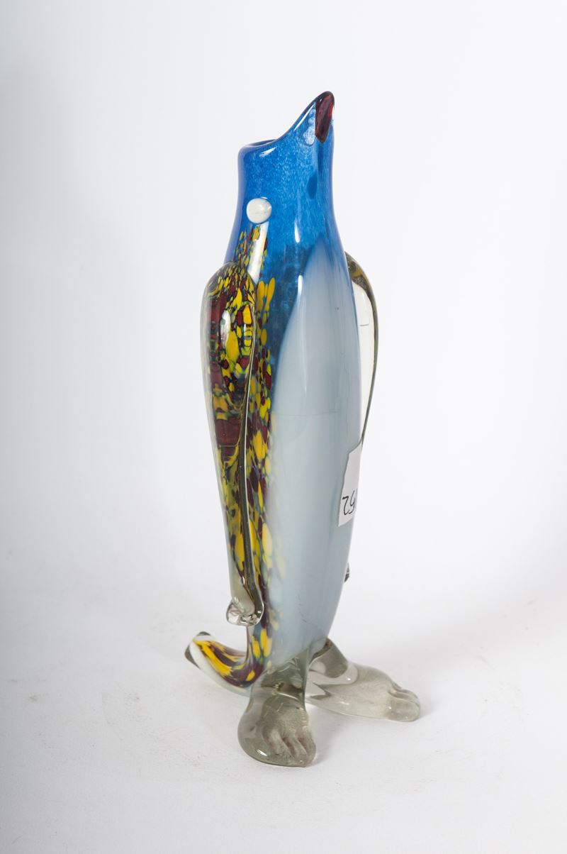 Pinguino, scultura in vetro policromo
