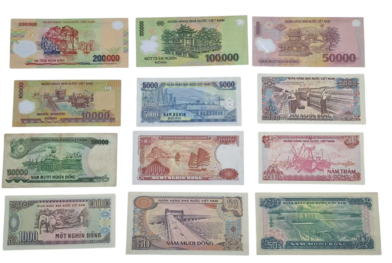 VIETNAM. Lotto di 12 banconote. Date, tagli e conservazioni varie.