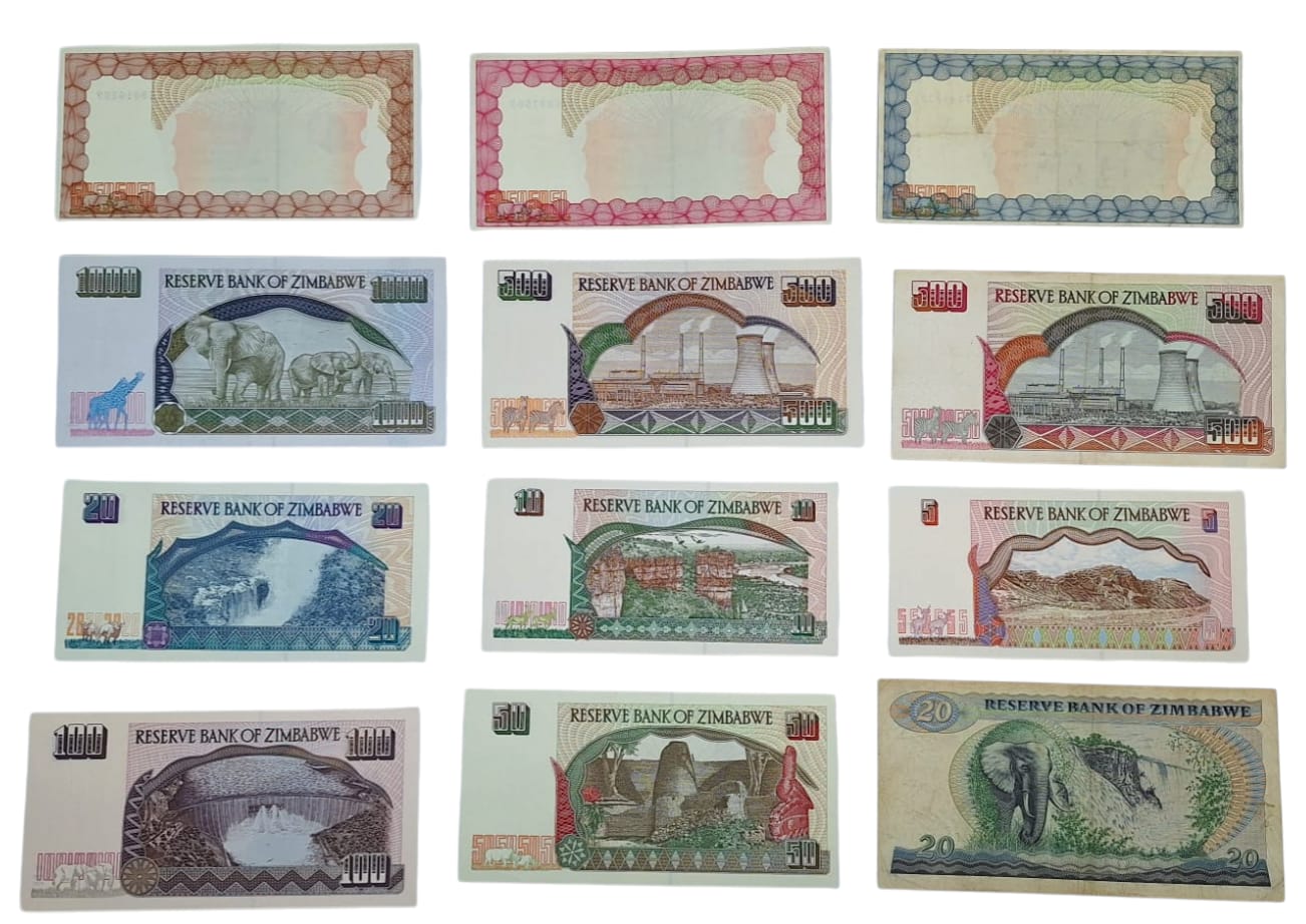 ZIMBABWE. Lotto di 12 banconote. Date, tagli e conservazioni varie.