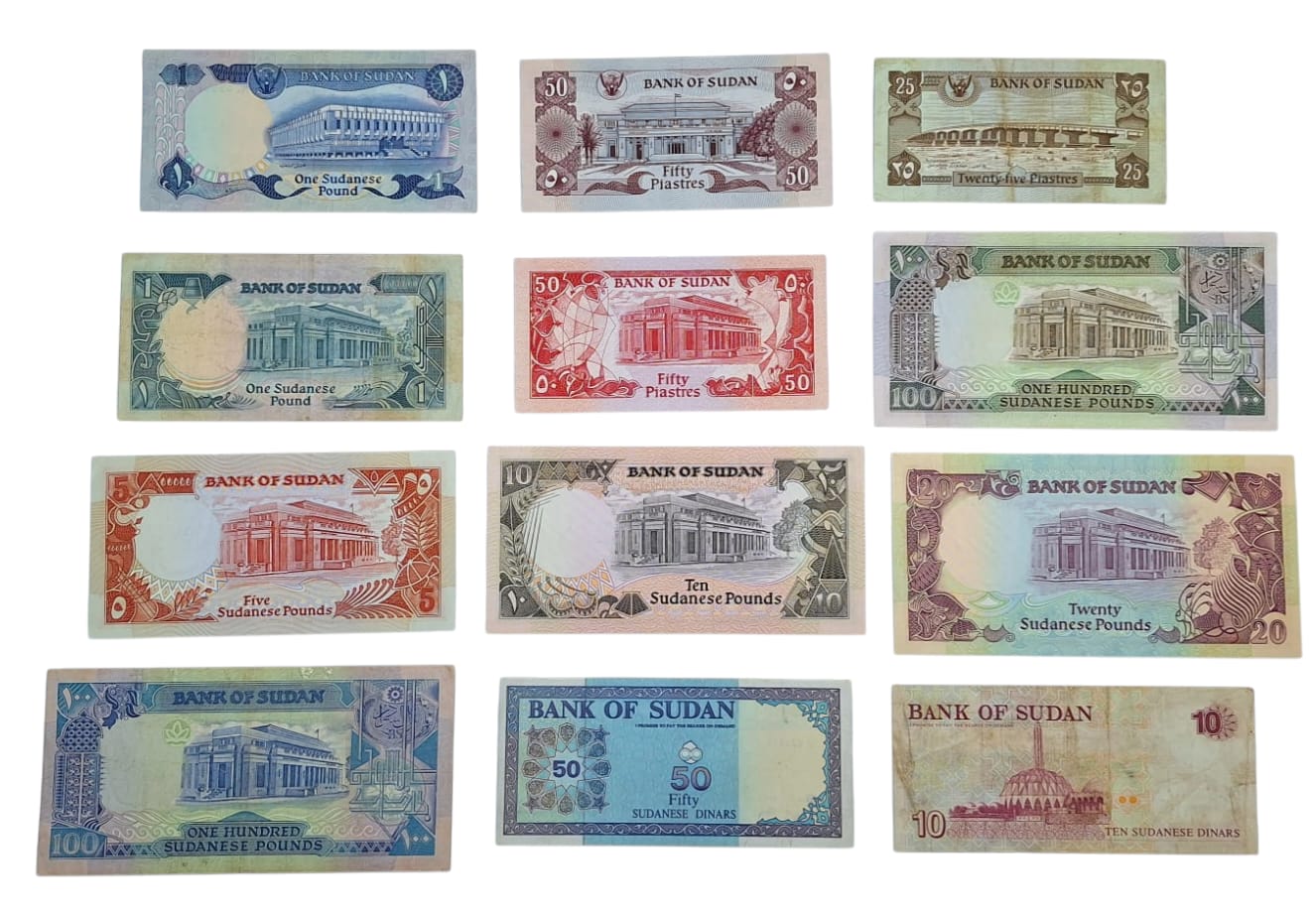 SUDAN. Lotto di 12 banconote. Date, tagli e conservazioni varie.